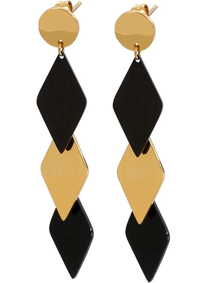 Lee Cooper Women's Stainless Steel Gold/Black Plating Earrings