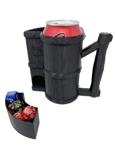 MunnyGrubbers Mug Dice Tower No Paint Odorless Insulated Cup Can Dice Tower Random 7PCS D20 Dice Set Included Dice Jail Dice Holder Dungeons and Dragons DND Gift Black - Image 1