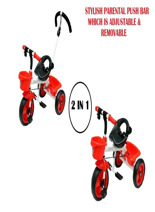 JoyRide Metal Tricycle with Parent Push Handle - RED - Image 4