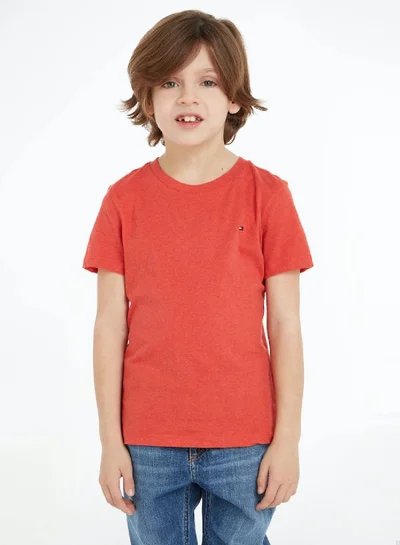TOMMY HILFIGER Boys' Basic Knit T-shirt - Cotton, Red