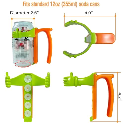 DIPESI Soda Can Lids and Holders for 12oz Cans – 2 Can Covers with Straw + 2 Can Holder with Handle – For Soda, Beer, Pop – Easy to Hold, Leak-Free - Image 3