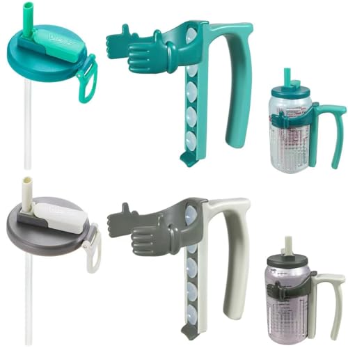 DIPESI Soda Can Lids and Holders for 12oz Cans – 2 Can Covers with Straw + 2 Can Holder with Handle – For Soda, Beer, Pop – Easy to Hold, Leak-Free - Image 1