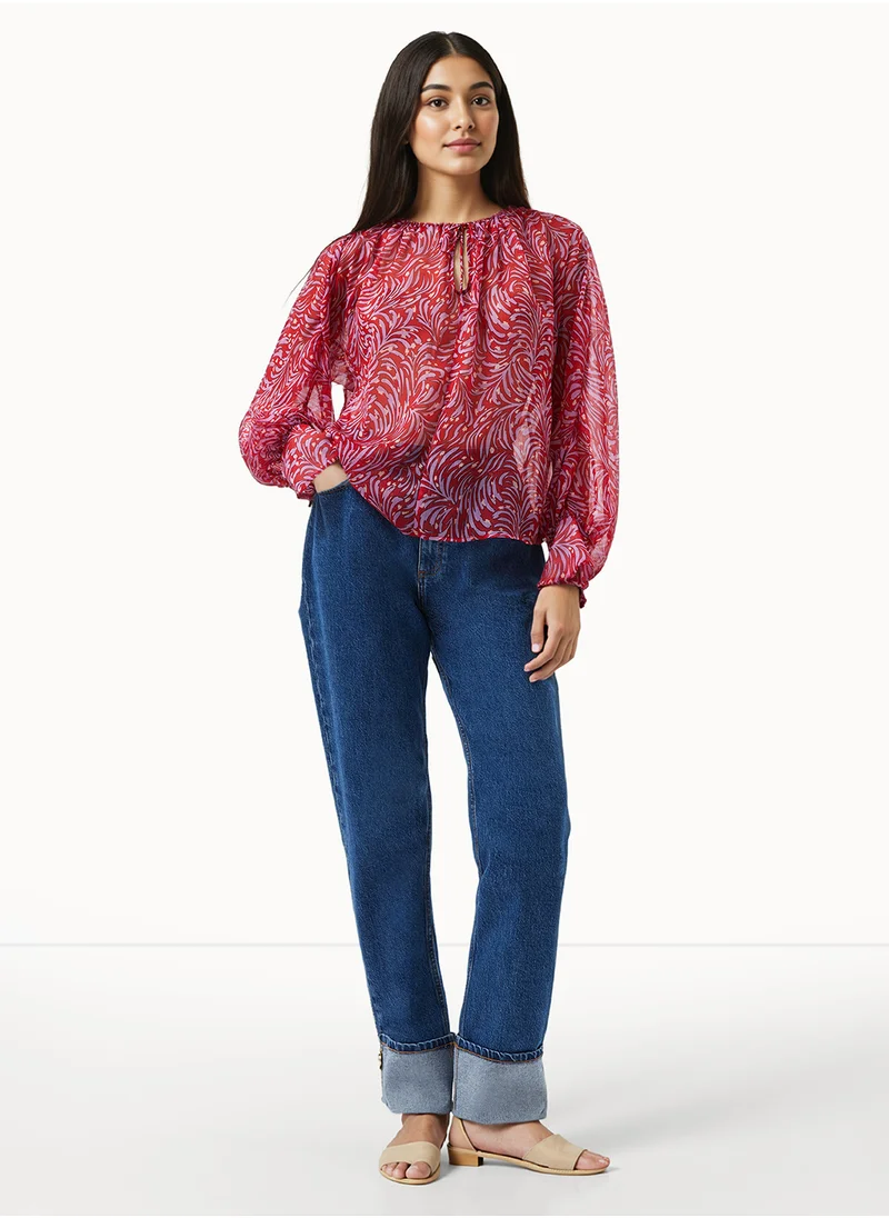 فرنش كونكشن Regular Polyester High Neck Shirt