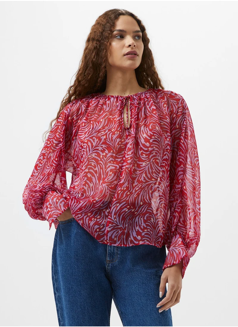 فرنش كونكشن Regular Polyester High Neck Shirt