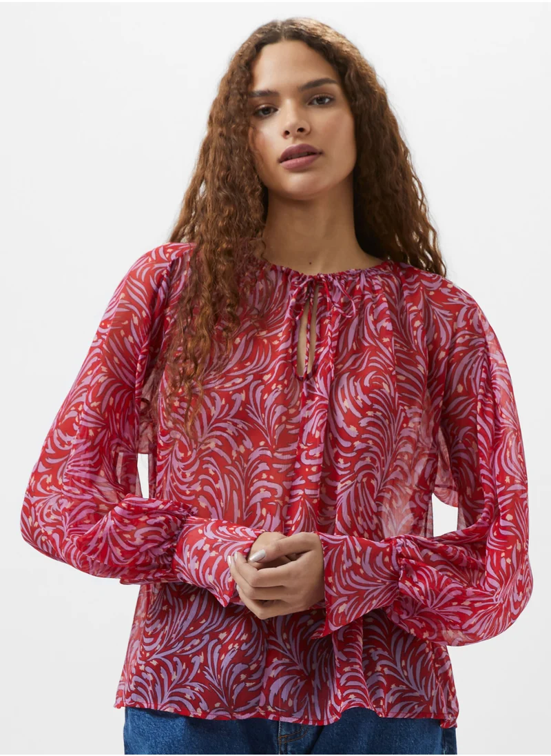 فرنش كونكشن Regular Polyester High Neck Shirt