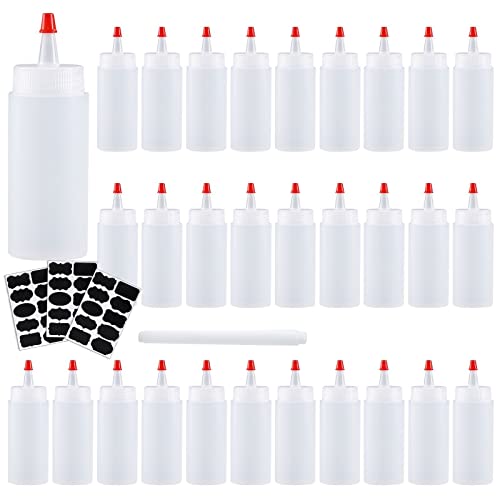 Shekure Squeeze Bottle Shekure 30Pcs 4 Oz Premium Food Grade Plastic Bottles with Squeeze Top Caps Include 2 Labels and 1 Pen for Icing Cookie Decorating Sauces Condiments Arts Crafts BPA Free - Image 1