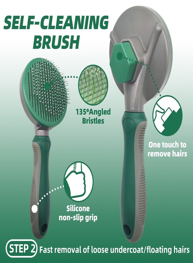 KUEIOX Pet Grooming Kit - 7 PCS Green Deshedding Brush Set with Undercoat Rake, Slicker Brush, Bath Brush & Nail Clipper for Short & Long-Haired Dogs and Cats - Image 3
