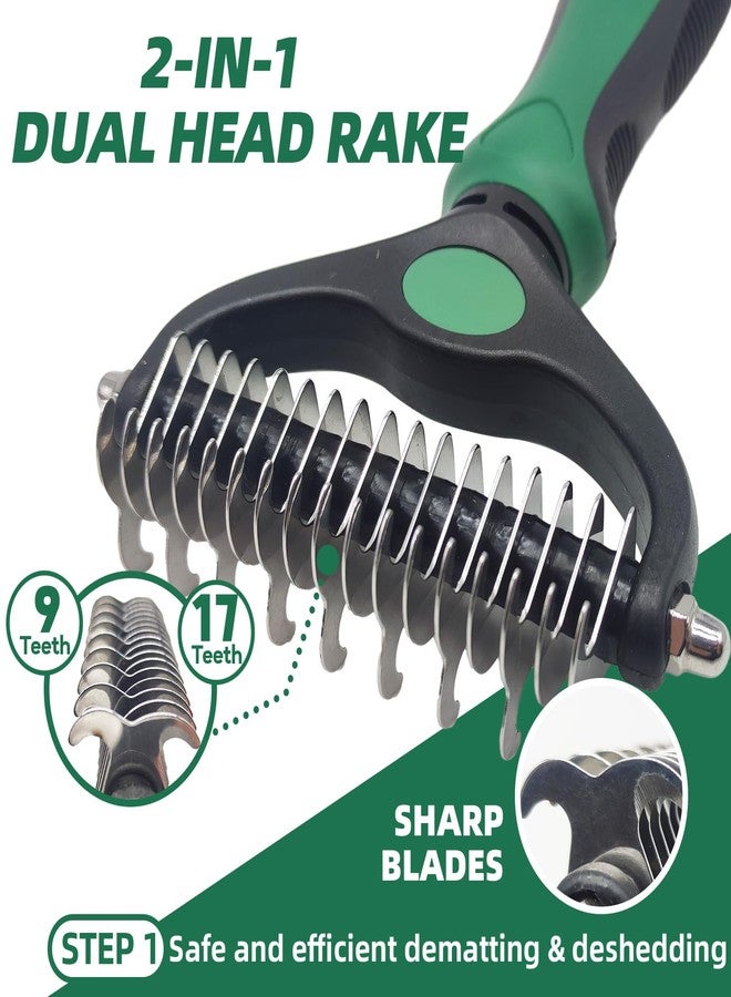 KUEIOX Pet Grooming Kit - 7 PCS Green Deshedding Brush Set with Undercoat Rake, Slicker Brush, Bath Brush & Nail Clipper for Short & Long-Haired Dogs and Cats - Image 2