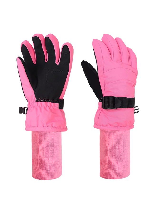 XTACER Boy's Girl's Kid's Ski Snow Gloves Snowboard Winter Warm Cold Weather Gloves for Boys Girls Children (Light Pink-Long Cuff,10-12 Years) - Image 1