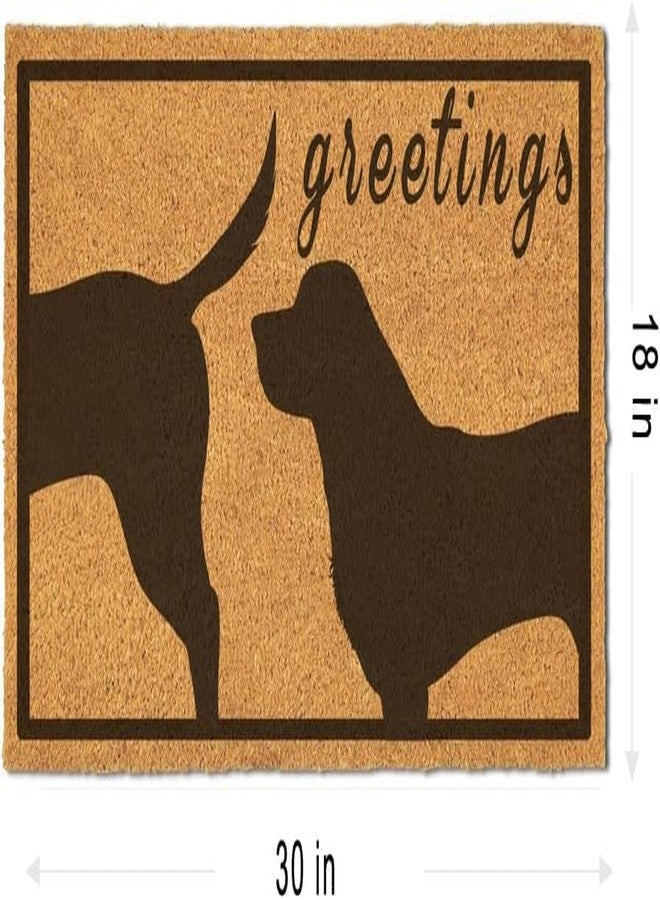 Assaoy Dog Greetings Funny Door Mat,Black Dog Welcome Coir Doormats Outside Entrance,Fall Front Floor Door mat with Heavy Duty Backing,Indoor Outdoor Rubber Rugs Patio Home Christmas Decoration 30 * 17 in - Image 3