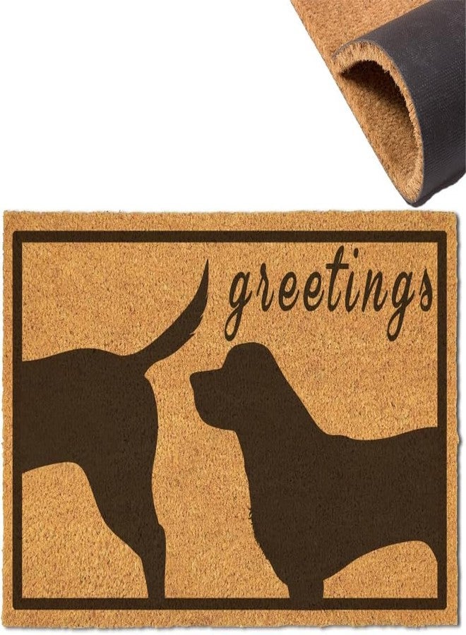 Assaoy Dog Greetings Funny Door Mat,Black Dog Welcome Coir Doormats Outside Entrance,Fall Front Floor Door mat with Heavy Duty Backing,Indoor Outdoor Rubber Rugs Patio Home Christmas Decoration 30 * 17 in - Image 1