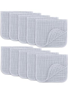 Comfy Cubs Comfy Cubs Muslin Burp Cloths Large 100% Cotton Hand Washcloths for Babies, Baby Essentials 6 Layers Extra Absorbent and Soft Boys & Girls Baby Rags for Newborn Registry (Slate 10-Pack, 20" X10")  - Image 1