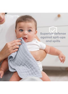 Comfy Cubs Comfy Cubs Muslin Burp Cloths Large 100% Cotton Hand Washcloths for Babies, Baby Essentials 6 Layers Extra Absorbent and Soft Boys & Girls Baby Rags for Newborn Registry (Slate 10-Pack, 20" X10")  - Image 4