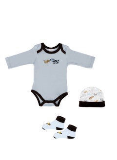 BABY PLUS 3 Pieces Adorable & Cozy Newborn Gift Set |Soft T-Shirt, Snug Cap, and Comfy Socks for New Born Unisex Baby's Gift Set- Blue  - Image 2