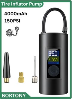 BORTONY Bike Pump Portable Electric Tire Inflator LED Light 4000mAh USB Rechargeable Battery Ball/Motorcycle/Bike/Car Air Pump  - Image 1