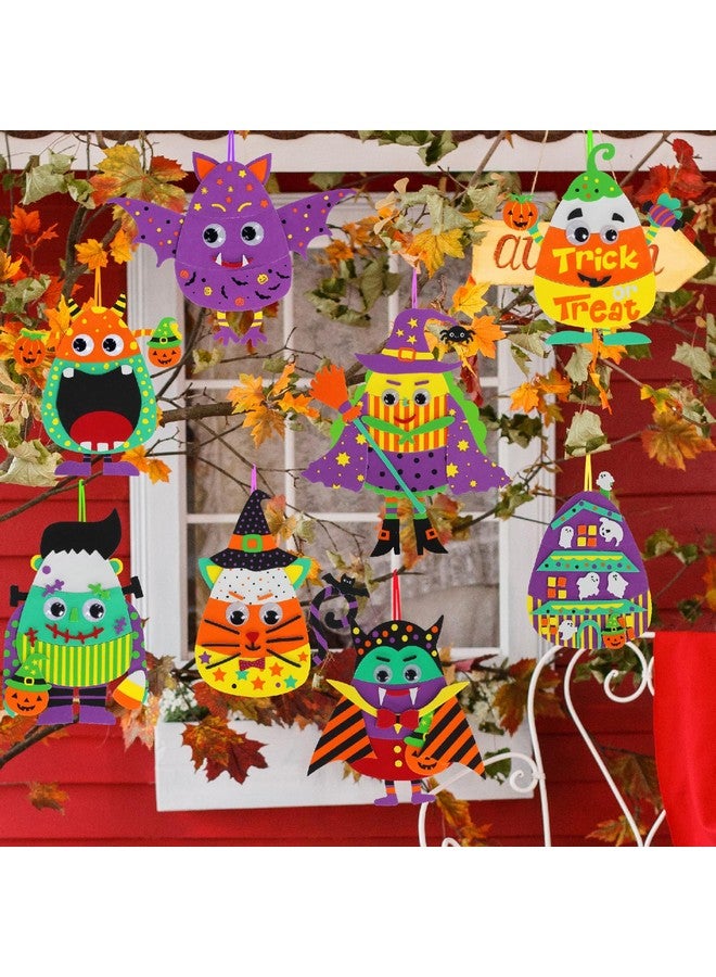 Winlyn 24 Sets Fall Crafts Kits - DIY Halloween Ornaments & Decorations Art Sets with Foam Monster Jack-o'-Lantern Stickers & Googly Eyes for Kids' Classroom Party Activities - Image 4