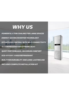 GeneralGold General Gold 4 Ton Floor Standing Air Conditioner with WiFi, 48000 BTU Inverter, T3 Compressor Cool, Heat R410, Freestanding Portable Stand Alone Split Ac Unit, 4T Indoor Mobile Tower Air Condition  - Image 4