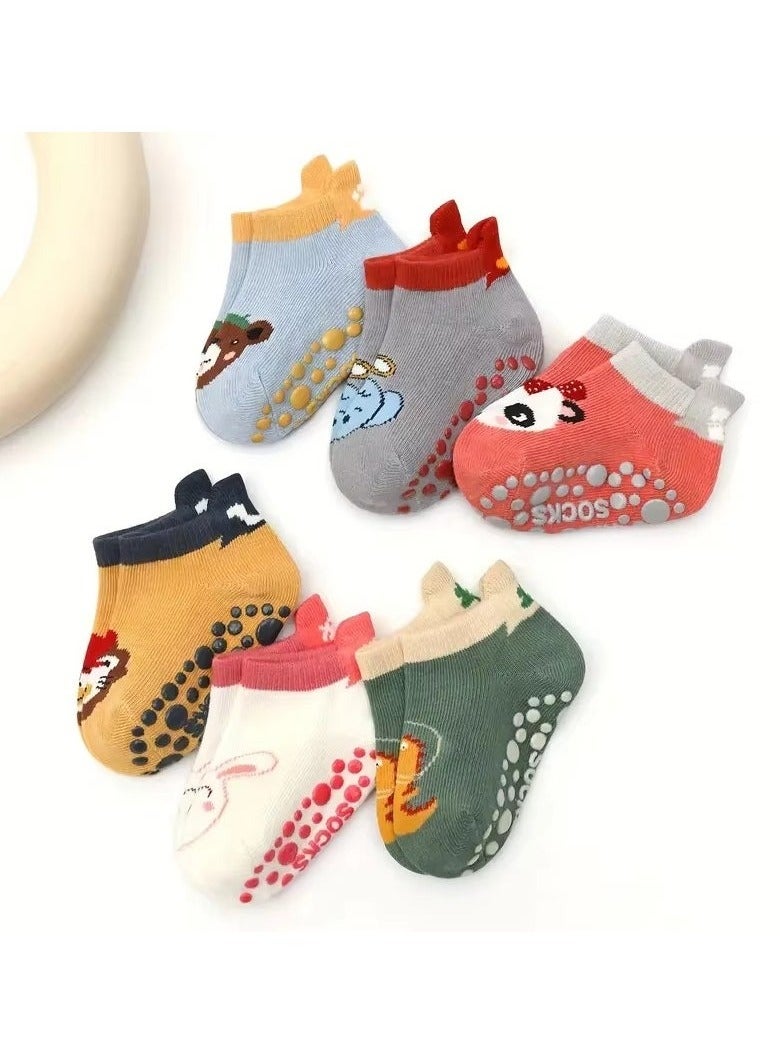 ATRJSZ 6 Pairs Kids Cotton Socks Cute Cartoon Animal Pattern Comfy Breathable Baby Non-slip Floor Socks(M, 1-3Years, 12-13cm) - Image 4