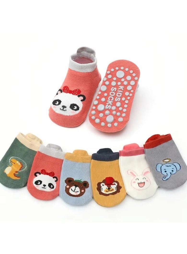 ATRJSZ 6 Pairs Kids Cotton Socks Cute Cartoon Animal Pattern Comfy Breathable Baby Non-slip Floor Socks(M, 1-3Years, 12-13cm) - Image 3