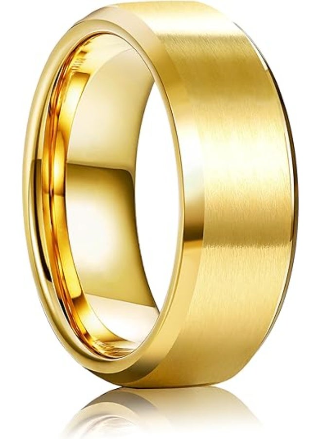 ROMAD Premium Titanium Steel Ring – Beveled Edge, High-Polish Stainless Steel Mirror Finish Band （Gold）  - Image 1