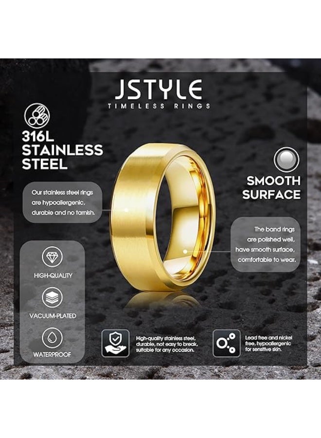 ROMAD Premium Titanium Steel Ring – Beveled Edge, High-Polish Stainless Steel Mirror Finish Band （Gold）  - Image 3