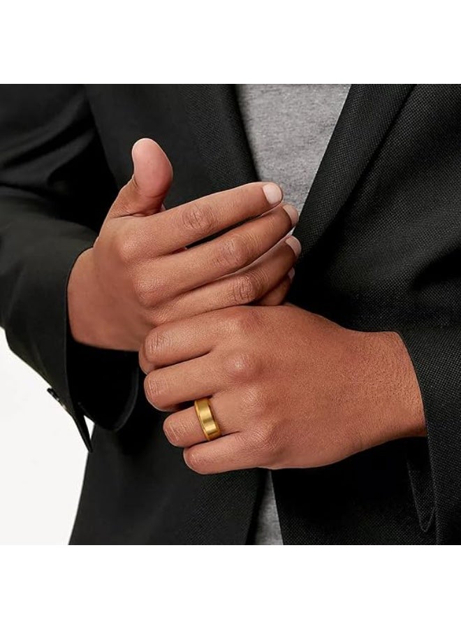 ROMAD Premium Titanium Steel Ring – Beveled Edge, High-Polish Stainless Steel Mirror Finish Band （Gold）  - Image 4