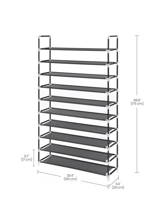 SONGMICS SONGMICS 10-Tier Shoe Rack, Shoe Storage for Hallway Closet, Slim and Space-Saving, Metal Frame, Non-Woven Fabric Shelves, Black ULSH11H  - Image 4