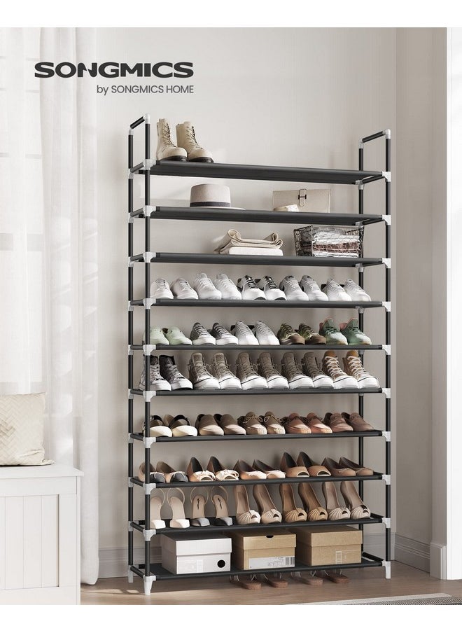 SONGMICS SONGMICS 10-Tier Shoe Rack, Shoe Storage for Hallway Closet, Slim and Space-Saving, Metal Frame, Non-Woven Fabric Shelves, Black ULSH11H  - Image 2