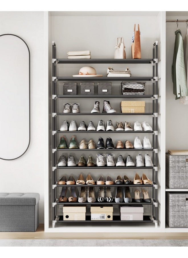 SONGMICS SONGMICS 10-Tier Shoe Rack, Shoe Storage for Hallway Closet, Slim and Space-Saving, Metal Frame, Non-Woven Fabric Shelves, Black ULSH11H  - Image 3