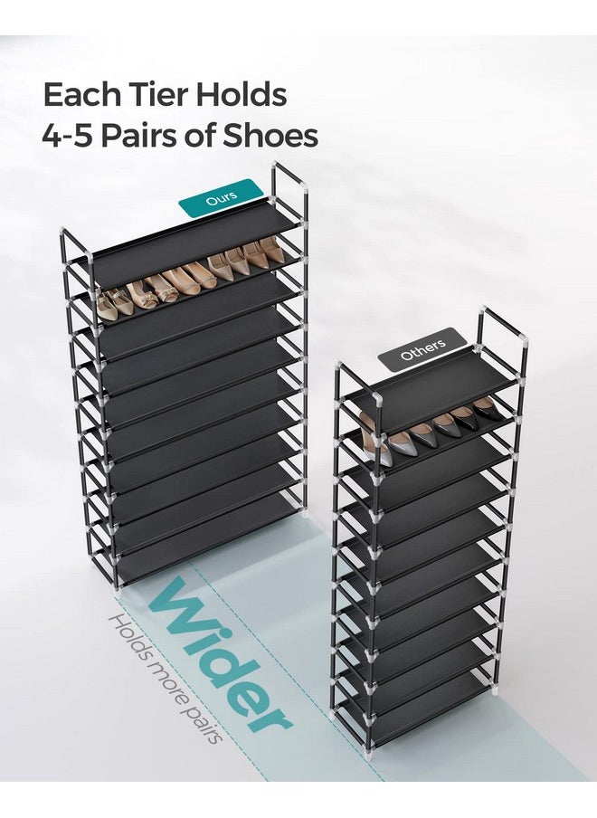 SONGMICS SONGMICS 10-Tier Shoe Rack, Shoe Storage for Hallway Closet, Slim and Space-Saving, Metal Frame, Non-Woven Fabric Shelves, Black ULSH11H  - Image 5