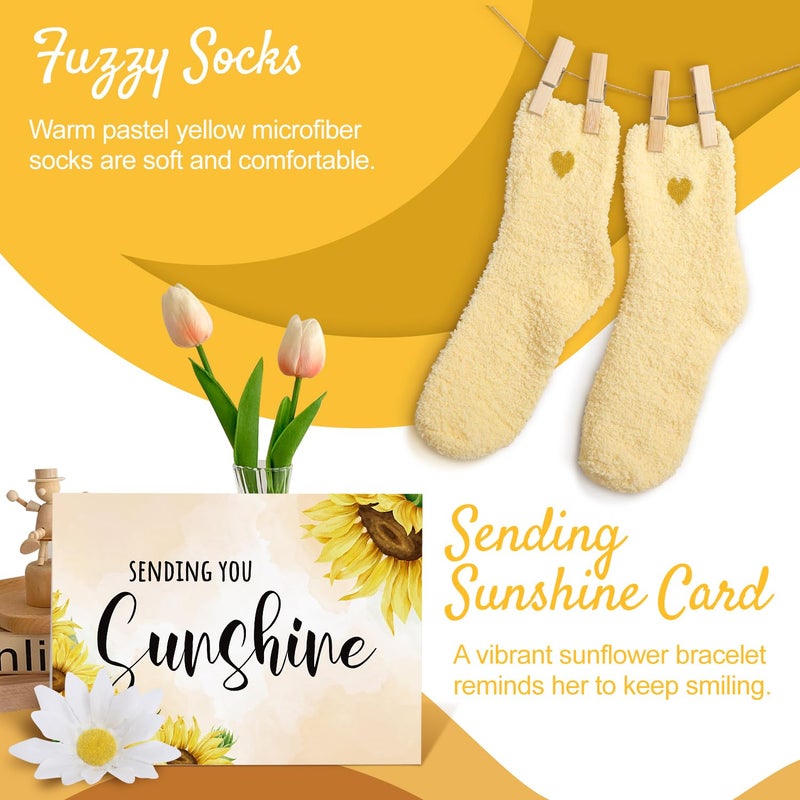 Suhctuptx Get Well Soon Gift Baskets for Women, 9pcs Care Package for Women, After Surgery Recovery Gifts, Feel Better Set Thinking Of You - Sending You Hug Sunshine Box for Sick Friend - Image 5