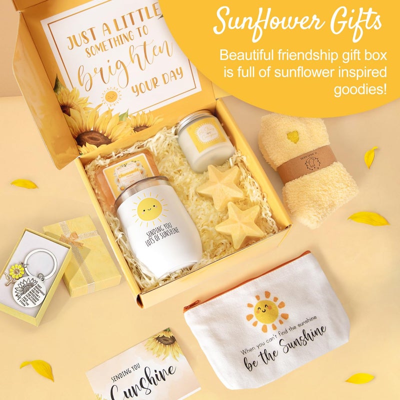 Suhctuptx Get Well Soon Gift Baskets for Women, 9pcs Care Package for Women, After Surgery Recovery Gifts, Feel Better Set Thinking Of You - Sending You Hug Sunshine Box for Sick Friend - Image 2