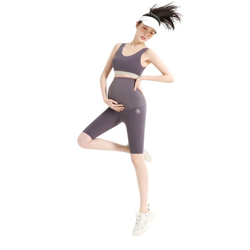 Maternity Pants Five Points Summer Wholesale Cloud Sense Amino Acid Sharkskin Pregnant Womens Abdominal Pants Barbie Pants Pregnant Womens Leggings Light gray  - Image 5