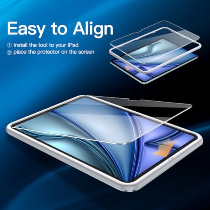 JETech Screen Protector for iPad Air 11" M4/M3/M2, 2-Pack For 2026/2025/2024 Model, 9H Tempered Glass, HD Clear, Anti-Scratch Protection, Easy Installation Tool - Image 3