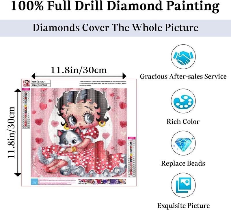 Jaki Diamond Art Kits For Adults Cartoon Diamond Art Paintings For Beginners 5D Full Drill Gem Art Kits For Adults For Gift Home Wall Decor 12X12Inch - Image 2