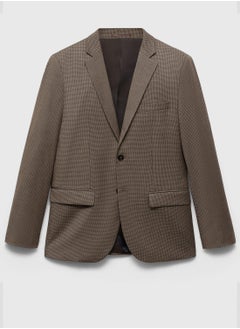 Mango Man Herringbone Structure Super Slim Fit Suit Jacket  - Image 5