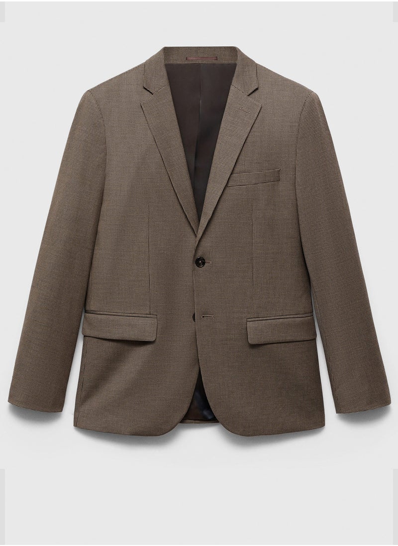 Mango Man Herringbone Structure Super Slim Fit Suit Jacket  - Image 5