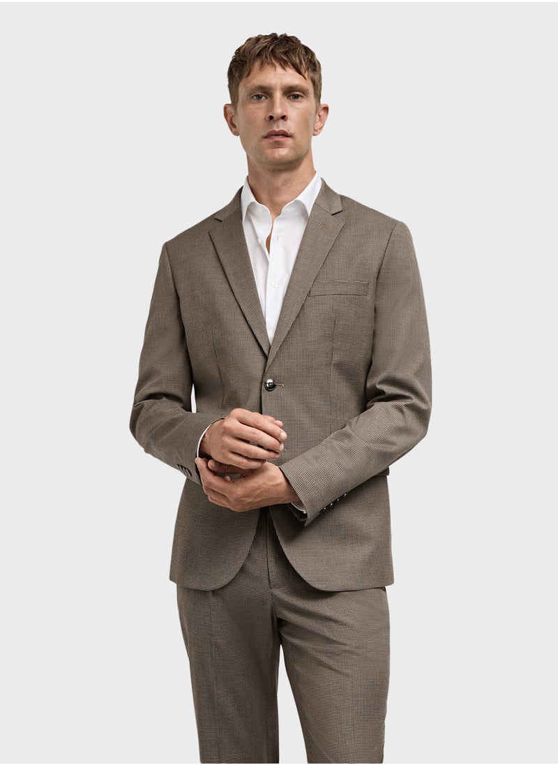 Mango Man Herringbone Structure Super Slim Fit Suit Jacket  - Image 1