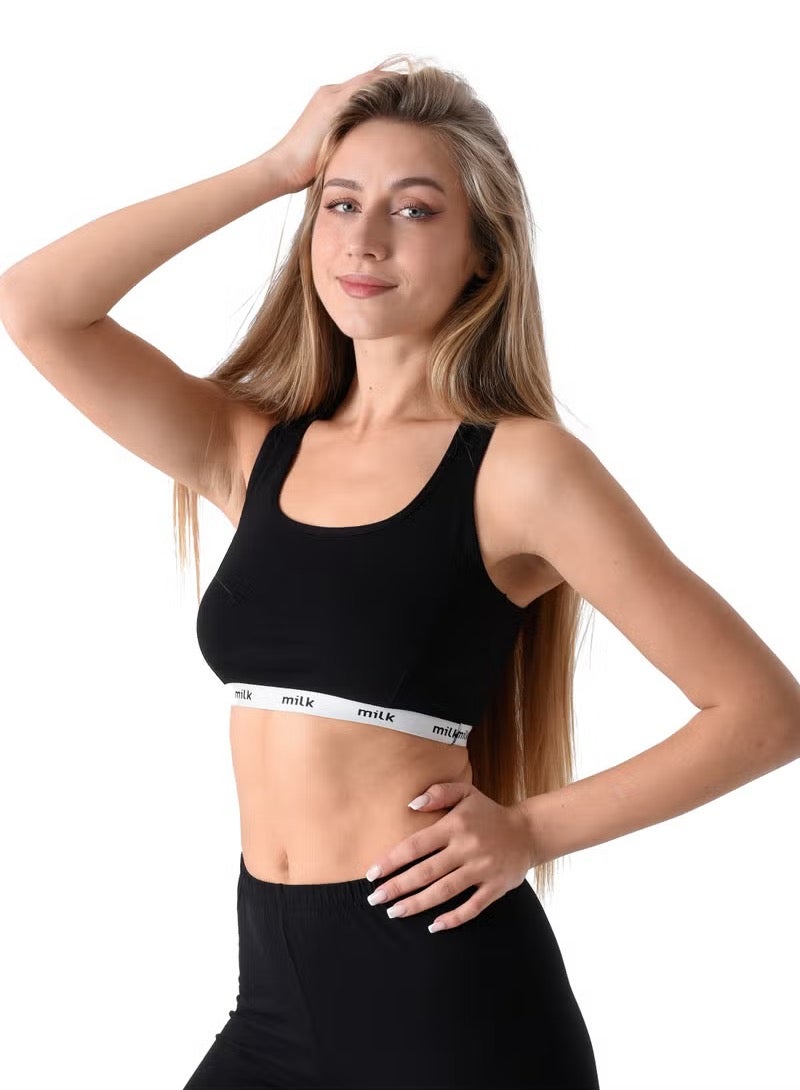 Milk Women Soft Non Padded Bra (Wide Strap) Black  - Image 1
