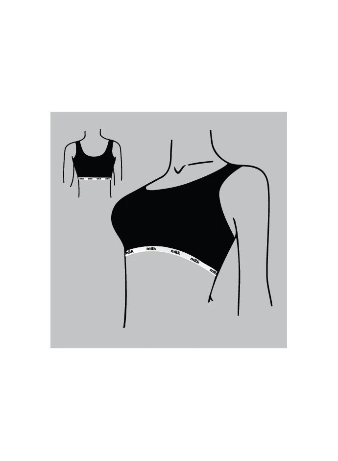 Milk Women Soft Non Padded Bra (Wide Strap) Black  - Image 2