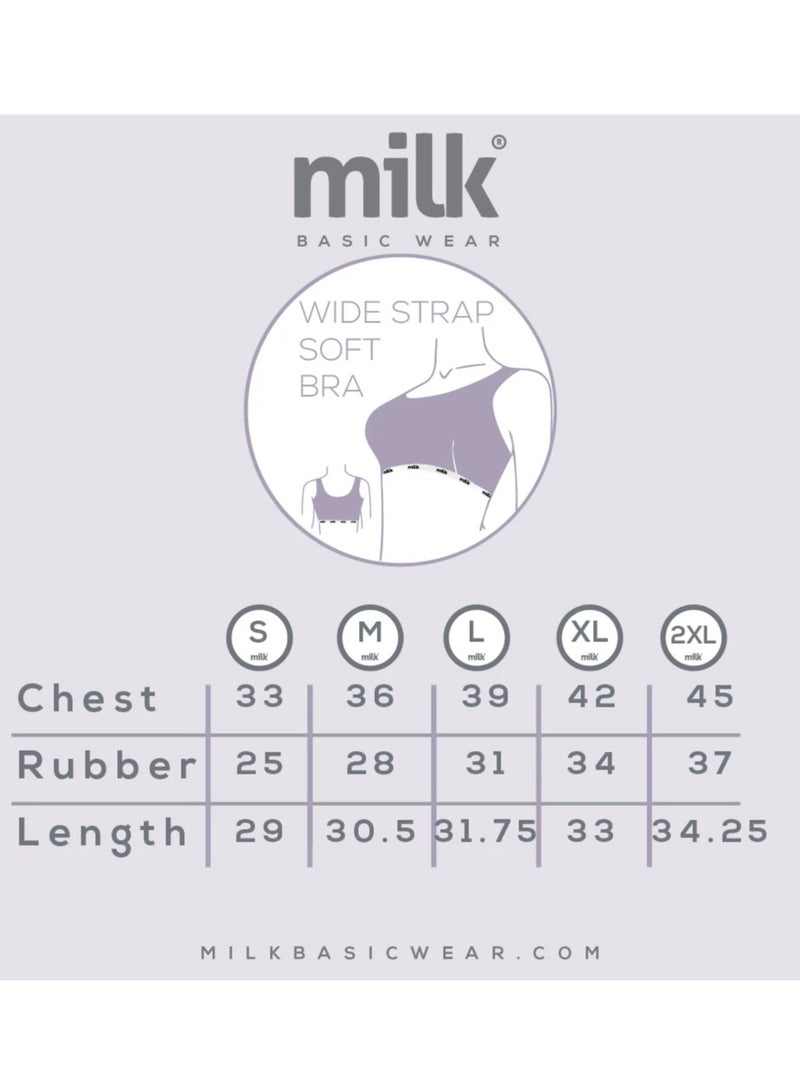 Milk Women Soft Non Padded Bra (Wide Strap) Black  - Image 4