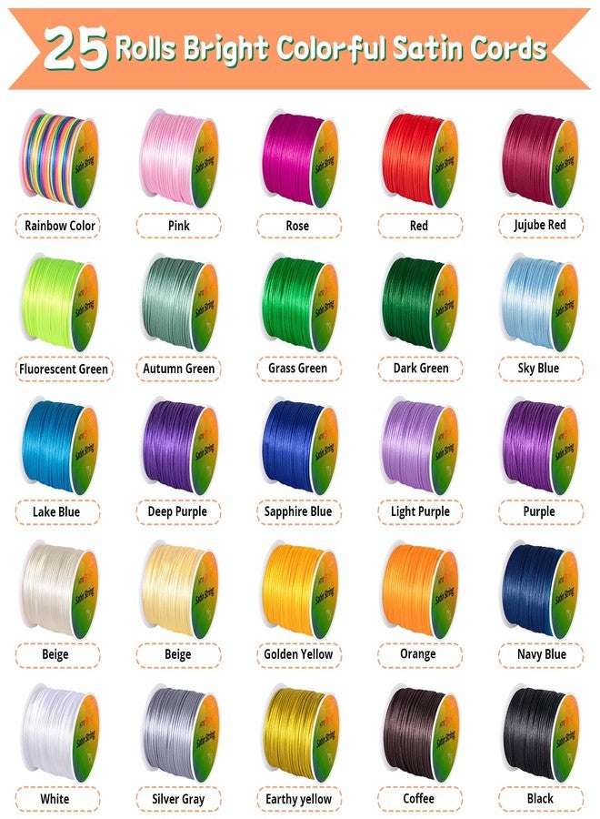 HTVRONT Nylon String for Bracelets, 25 Bright Color Shiny Nylon Cord, 1.5 mm Strong HTVRONT Satin Silk Cord for Kumihimo, Necklaces, Keychains Lanyards, Knotting, Beading, Macrame, Jewelry Making - Image 2