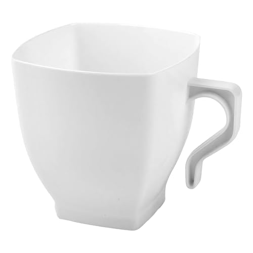 kaya White Square Plastic Mini Coffee Tea Cups 2 oz Pack of 12 Elegant Convenient Design Ideal for Celebrations Gatherings and Everyday Dining - Image 3