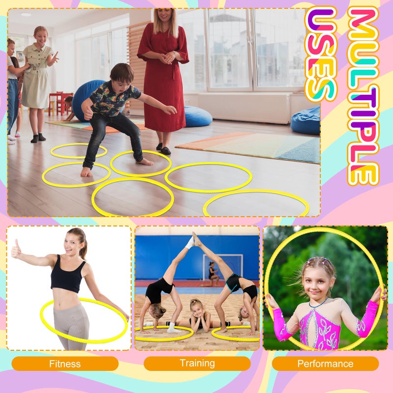 Winnerwhy 2 Pcs Toy Hoop Exercise Hoop Detachable Adjustable Plastic Toy Ring Playground Equipment For School Colored Circles Exercise Ring For Teens Dog Agility Equipment(Yellow 20 Inch) - Image 4