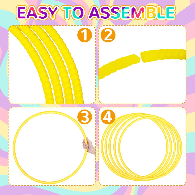 Winnerwhy 2 Pcs Toy Hoop Exercise Hoop Detachable Adjustable Plastic Toy Ring Playground Equipment For School Colored Circles Exercise Ring For Teens Dog Agility Equipment(Yellow 20 Inch) - Image 3