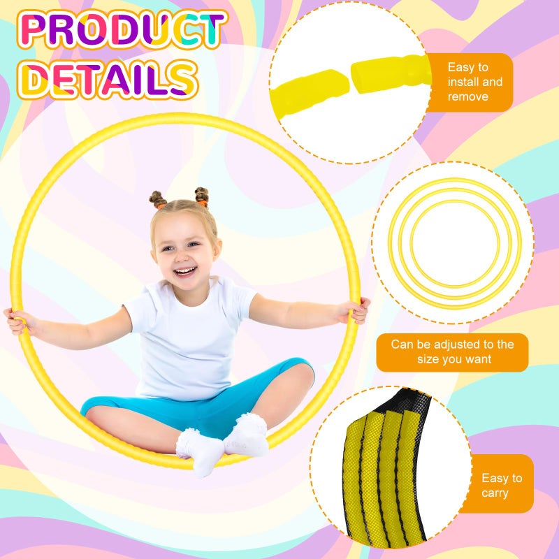 Winnerwhy 2 Pcs Toy Hoop Exercise Hoop Detachable Adjustable Plastic Toy Ring Playground Equipment For School Colored Circles Exercise Ring For Teens Dog Agility Equipment(Yellow 20 Inch) - Image 2