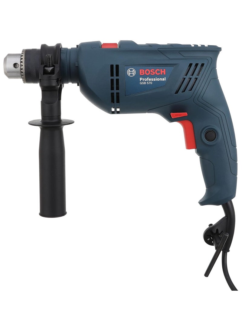 بوش مثقاب بقدرة 570 وات أزرق Chuck Size : 13 millimeters Chuck Type : keyed Speed : 3000 rpmمم - Image 2