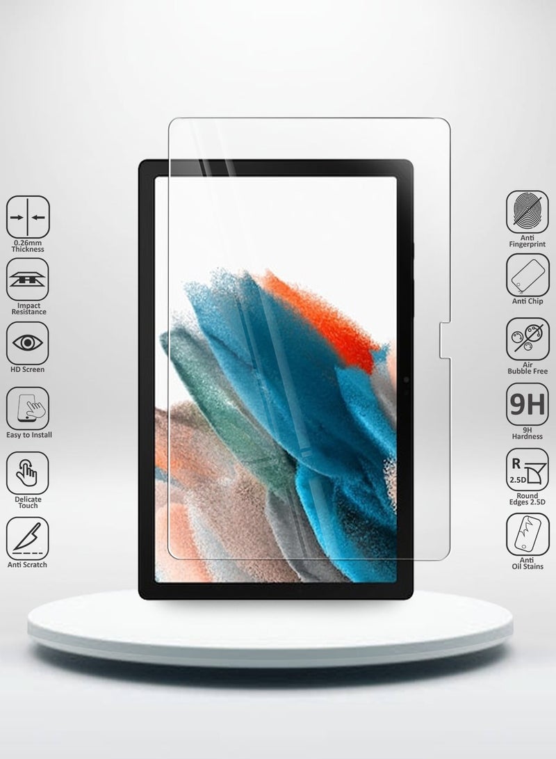 OMAKER حماية شاشة زجاجية مقسّاة HD لجهاز سامسونج جالاكسي تاب A8 2021 بحجم 10.5 بوصة مضادة للانعكاس ومضادة للفقاعات بصلابة 9H وسمك 0.26 مم وحواف مدورة وسهلة التركيب - Image 2
