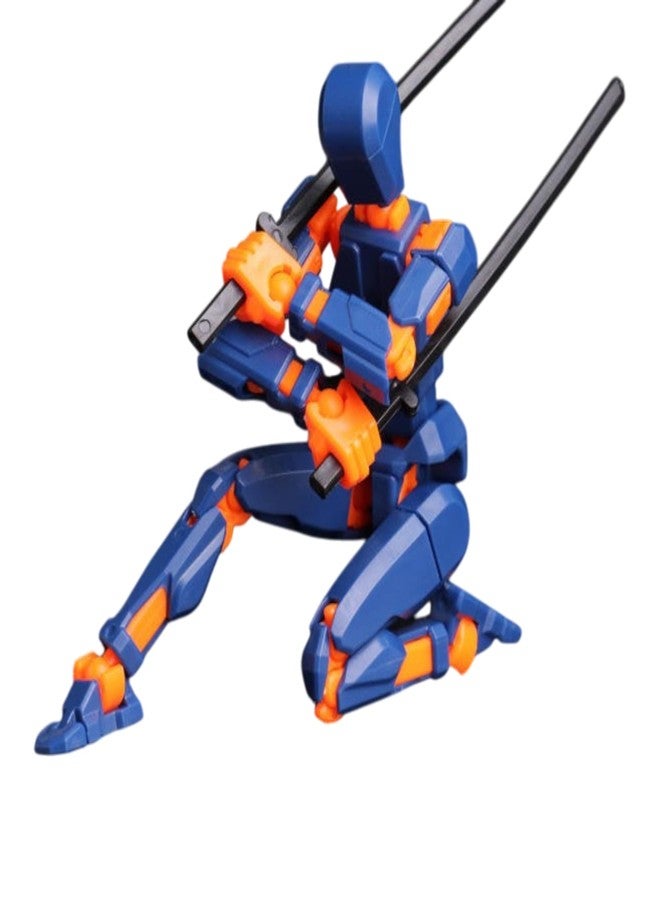 Sentosa Action Figure Toy, DIY Assembly Dummy 13 Action Figure, Articulated Robot, Desktop Decor, Gift Idea for Kids & Adults, Durable ABS Material (Orange Blue) - Image 1