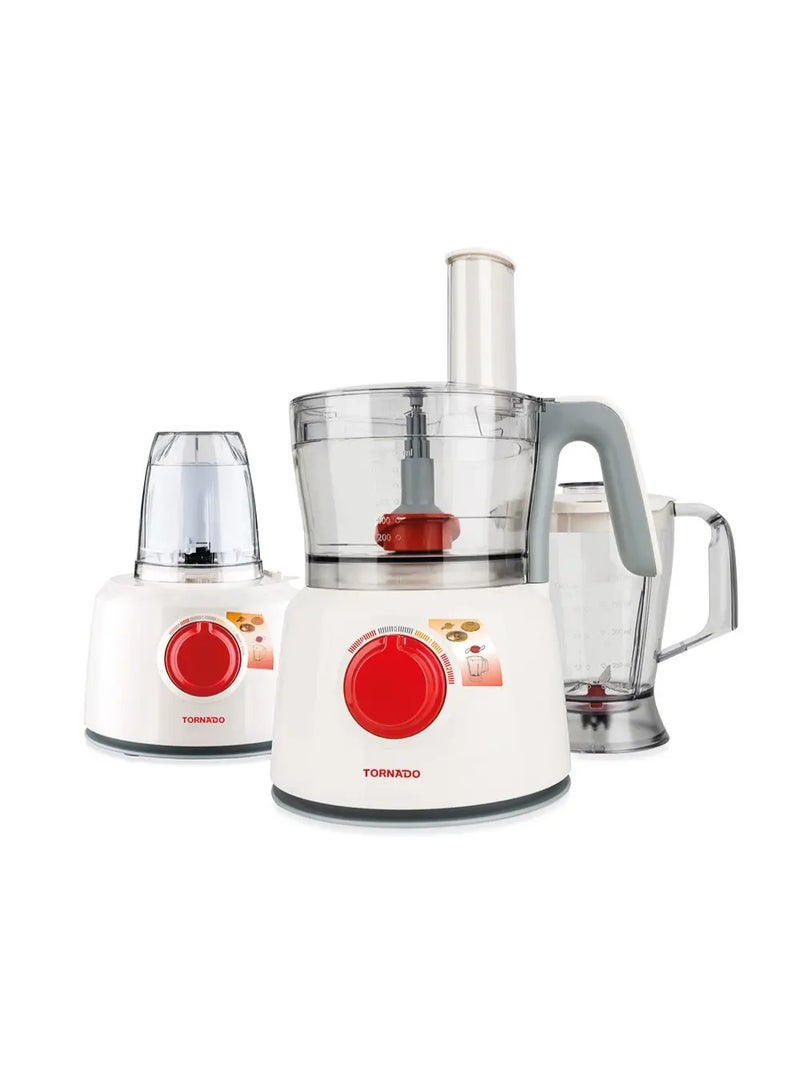 تورنيدو محضرة طعام تورنيدو 1000 وات وعاء 1.2 لتر دورق 1 لتر أبيض TFP-1000CC - Image 1